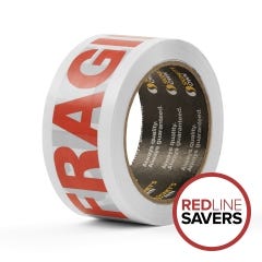 Signet Fragile Warning Tape - White 48mm x 66m
