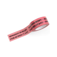 Warning Label - Refrigerate on Receipt 2ºC and 8ºC - 48mm x 150mm x 50m (330 labels per roll)