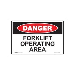 Danger Forklift Operating 450mm x 300mm - Metal