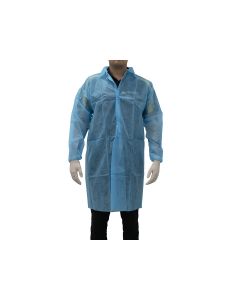 Disposable Polypropylene Lab Coat 30gsm - Blue (100 per Carton)