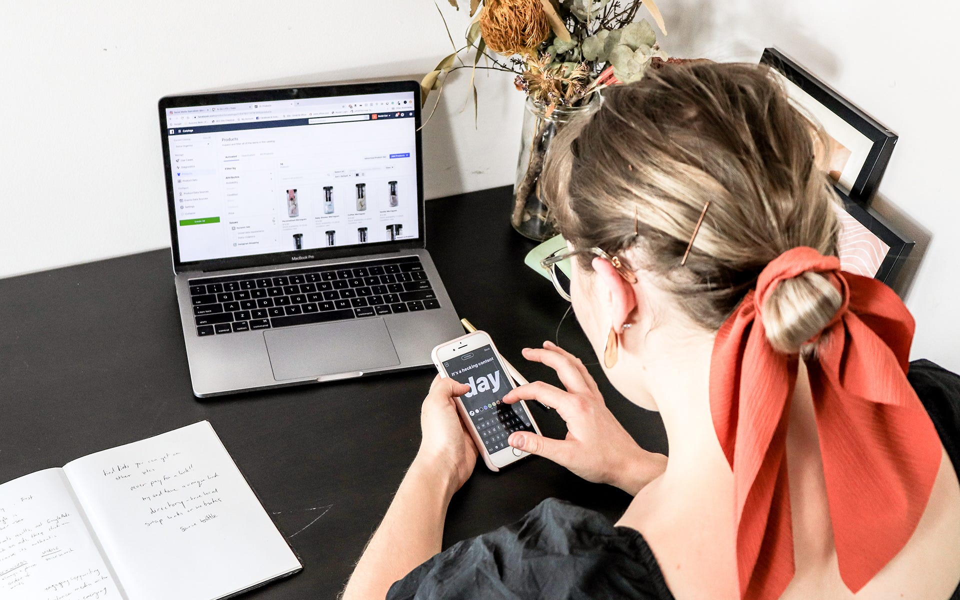 An Individual Using Setting Up Social Media Accounts For Their Home Online Business