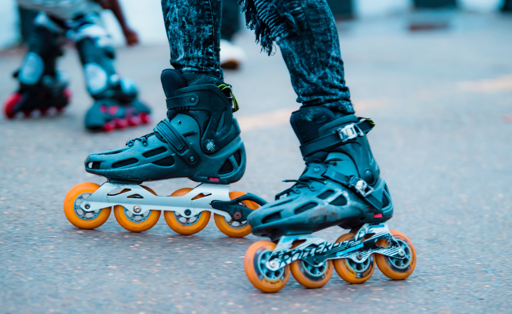 Black Inline Roller Skates in Action