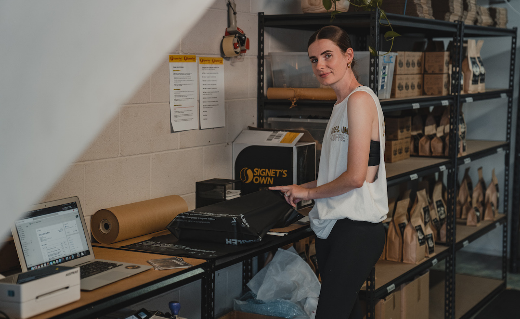 Dog & Gun worker wrapping products