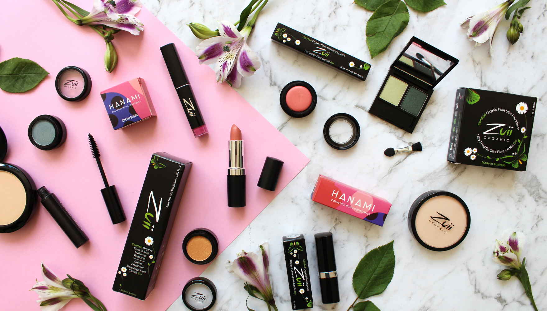 Flat lay of Sassy Organics Products
