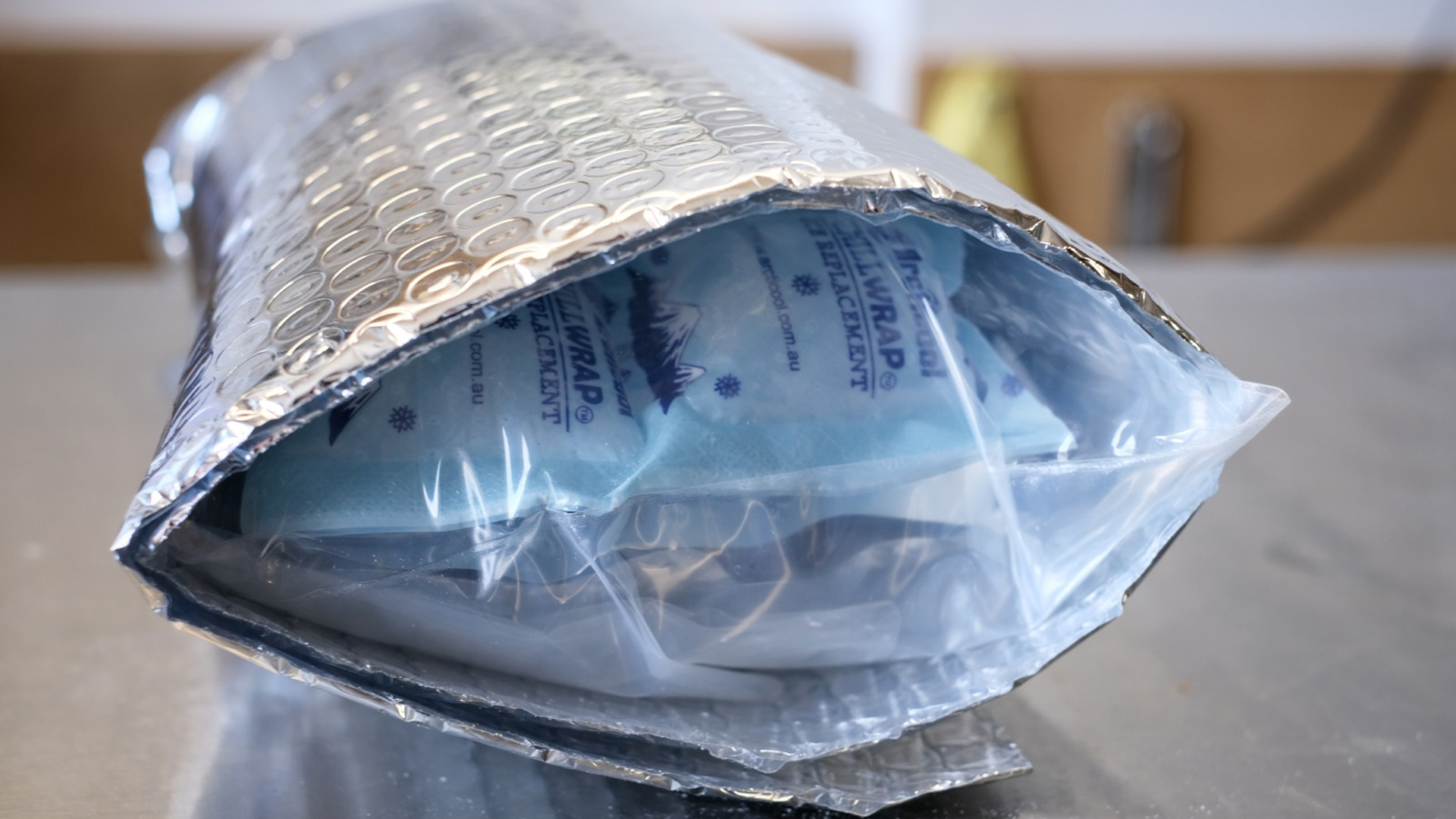 Ice Pack wrapped in Foil Insulated Bubble