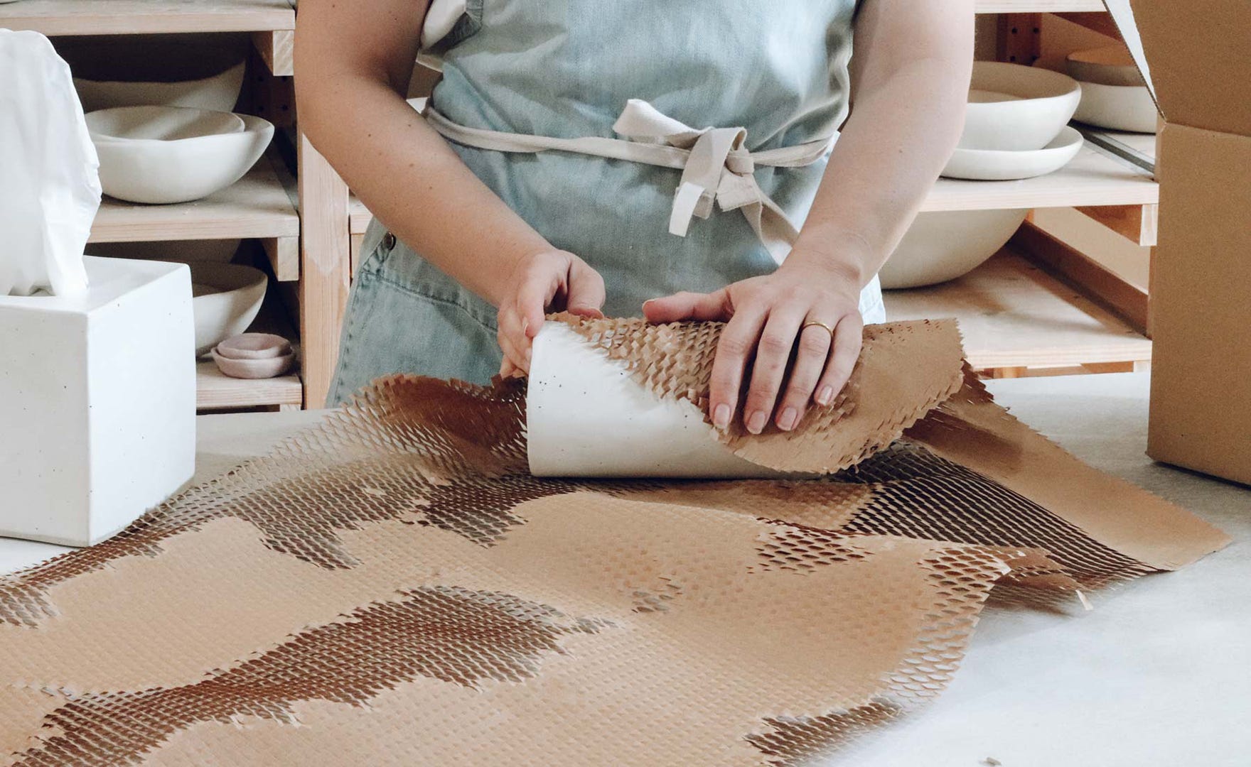 Winterwares product being wrapped in Geami